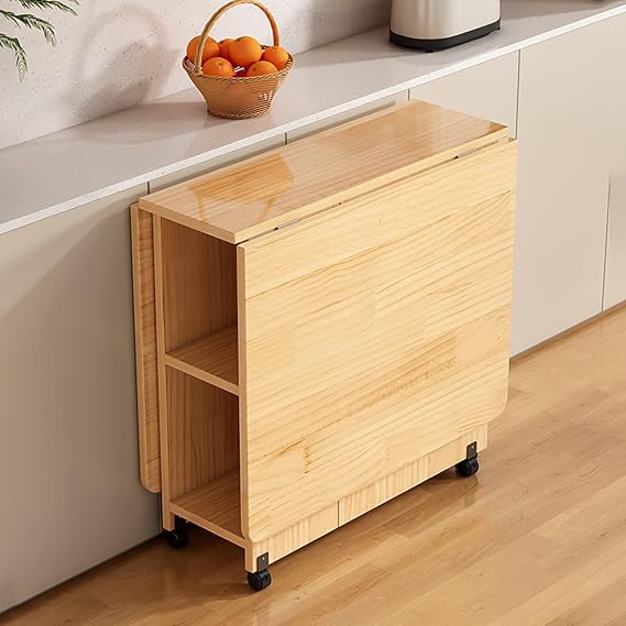 Folding Dining Butterfly Table Extendable Drop Leaf Wood Table with Wheels for Kitchen Dining Living Room.(31.5x19.7x29.53in)