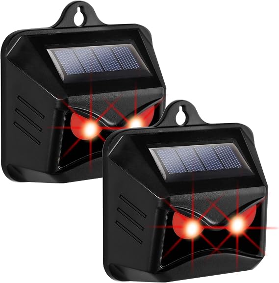 Triumpeek Animal Repeller, Solar Powered Predator Eye Nighttime Animal Deterrent Devices with Red LED Lights, Night Guard Animal Repellent Scares Coyote Skunk Raccoon Deer Away from Yard Chicken Coop | Solar Powered, Red LED Lights, Night Guard, Scares Coyote Skunk Raccoon Deer, For Yard Chicken Coop