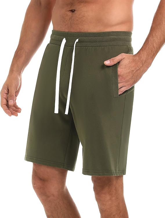 iClosam Men's Herren Short Freizeit Baumwolle Loose Fit Sport Hose mit Kordel