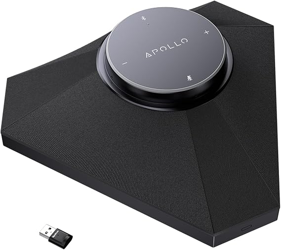 Conference Speaker and Microphone for Large Meeting Rooms, Daisy Chain Mics(Not included) for Up to 20 People, 360 Voice Pickup, AI Noise Reduction, 10W Speakerphone, USB/Bluetooth, Works with Zoom