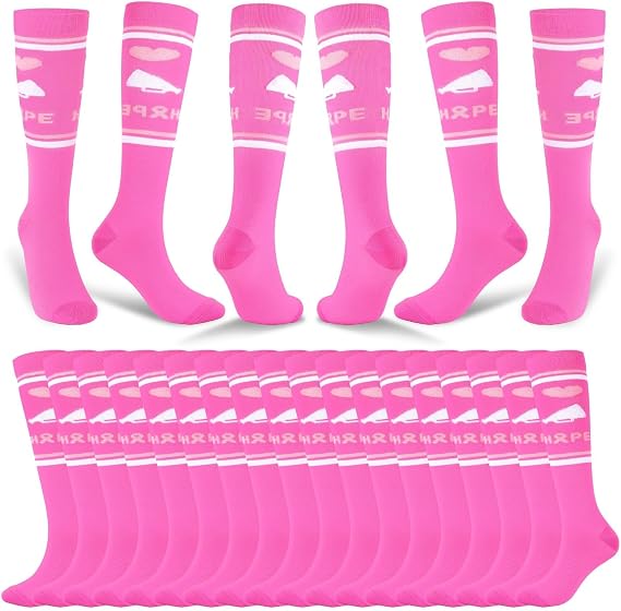 YLOLUL Breast Cancer Awareness Socks Football Knee High Calf Socks Soccer Athletic Accessories for Men Women Volunteer