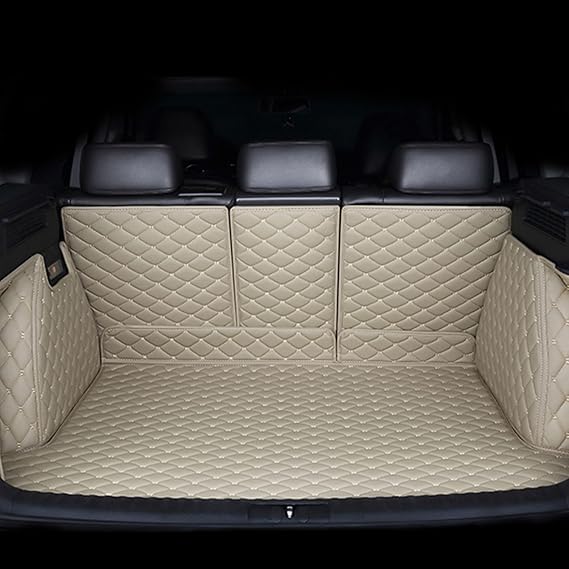 Car Cargo Liner for Smart Forfour II W453 Hatchback 2014-2019, Full Coverage Leather Trunk Mat Waterproof Antislip Cargo Mat Interior Accessories,Beige
