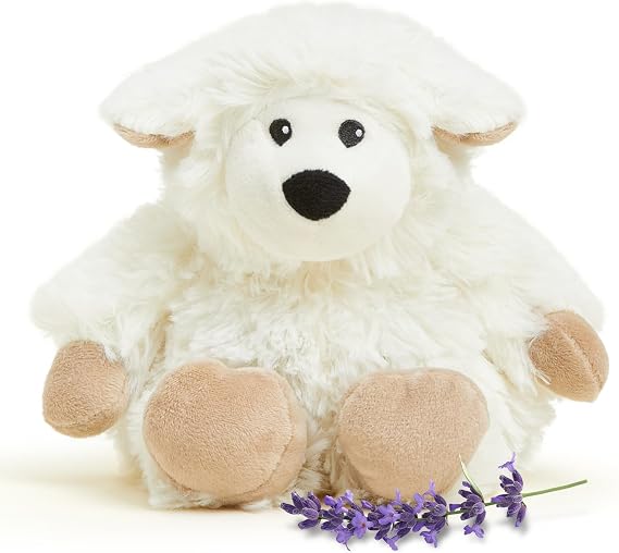 warmies Junior Weighted Stuffed Animal, Heated Stuffed Animal, Sheep | 2-Hour Warmth, Freeze 2-3 hr for Cool Comfort, Scented with Calming French Lavender, Weighted Plush, 90 sec Microwave Warmth