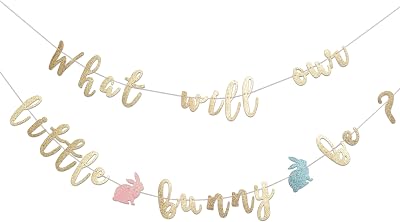What Will Our Bunny Be Banner - Easter Themed Baby Shower Decoration,What Will Our Bunny Be Gender Reveal Decor bunny glitter banner
