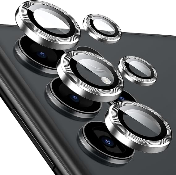 Phone Camera Lens Protector compatible with Samsung Galaxy S25 Ultra [1 Set ], Individual Lens Protectors, Scratch-Resistant Ultra-Thin Tempered Glass with Aluminum Edging, S25Ultra 25Ultra 5G [Case Friendly] (Silver, Galaxy S25 Ultra)