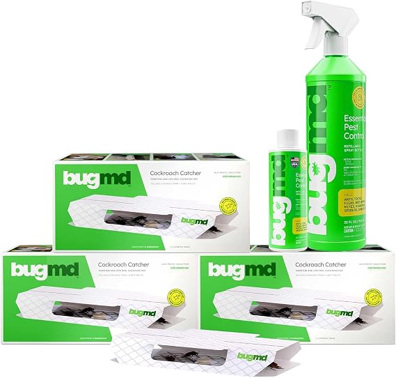 BugMD Cockroach Catcher (3 Pack), Essential Pest Control Concentrate and Spray Bottle 32 oz (1 Pack) Bundle