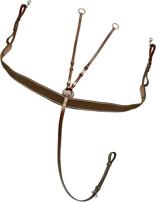 Exion Elastic Jumper Breastplate for Horses | Vegetable-Tanned Leather with Elastic Shoulder Inserts | Stainless Steel Hardware | Adjustable Fit | Includes Running Martingale Attachment