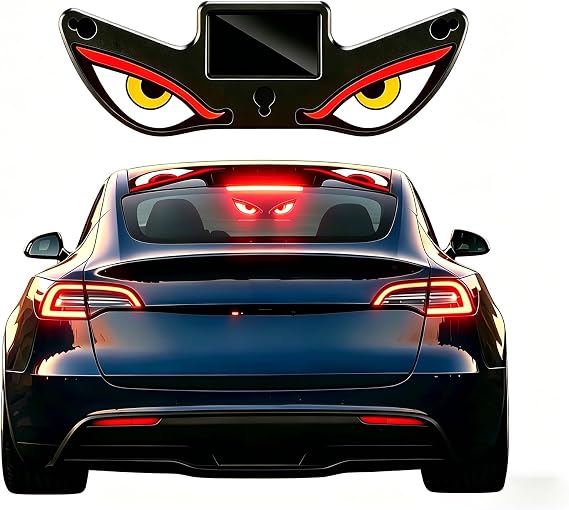 Solar Demon Eye LED Car Window Light, 31 High-Intensity LEDs Wireless Animated Devil Eyes, Solar & Type-C Charging for Car Windshield Rear Window (1, RYW Eyes)