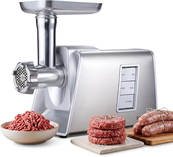 Sunmile SM-G73 Heavy Duty Electric Meat Grinder and Sausage Stuffer Maker 1000W Max with Stainless Steel Cutting Blade and 3 Cutting Plates and 1 Big Sausage Stuff, ETL Certificated
