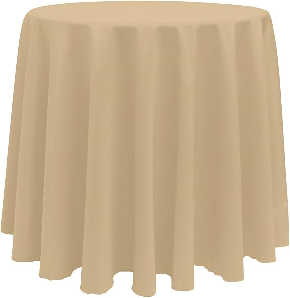 Ultimate Textile 90-Inch Round Polyester Table Cover, Camel, 1 Pack