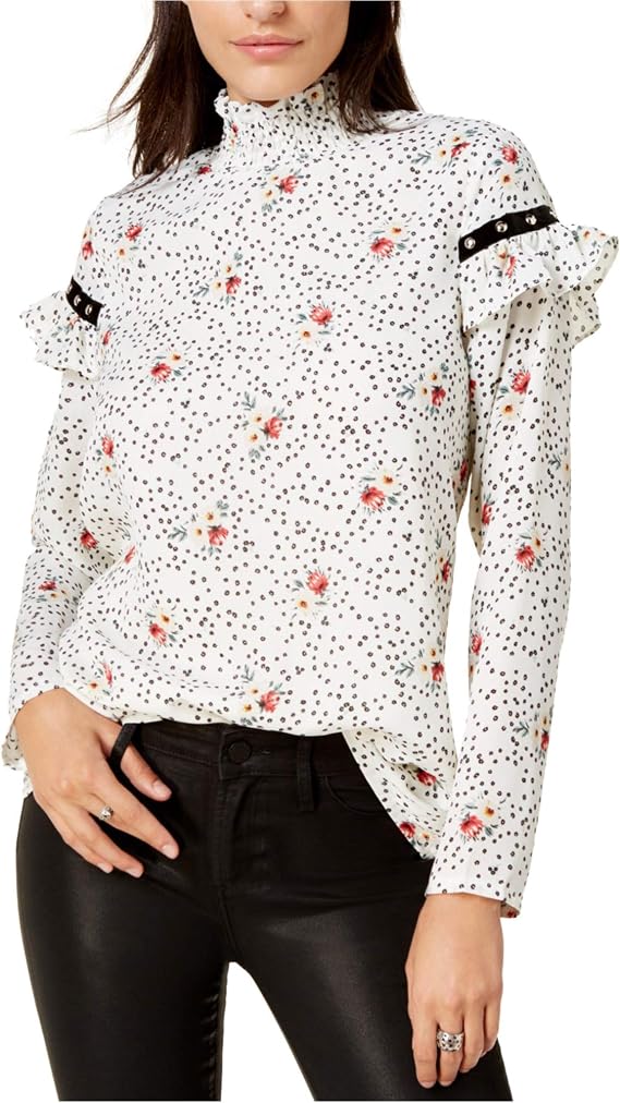 Glam Womens Studded Peasant Blouse