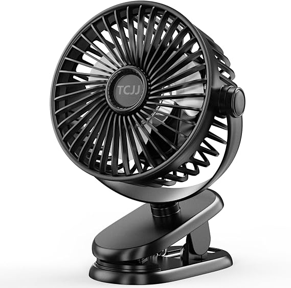 Portable Clip on Fan, Rechargeable Stroller Fan, USB Desk Fans With TYPE-C Port 5200 mAh Battery Operated 3 Speed 360 Rotatable Personal Small Mini Table Fan for Pram Car Seat Crib Golf Cart Camping