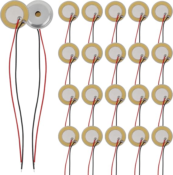 20PCS Piezo Disc, 20mm Piezo Disc Transducer Contact Microphone Trigger Sound Sensor with Wires for Acoustic Instrument,piezoelectric sensor Mic Drum Trigger Acoustic Pickup CBG Guitar