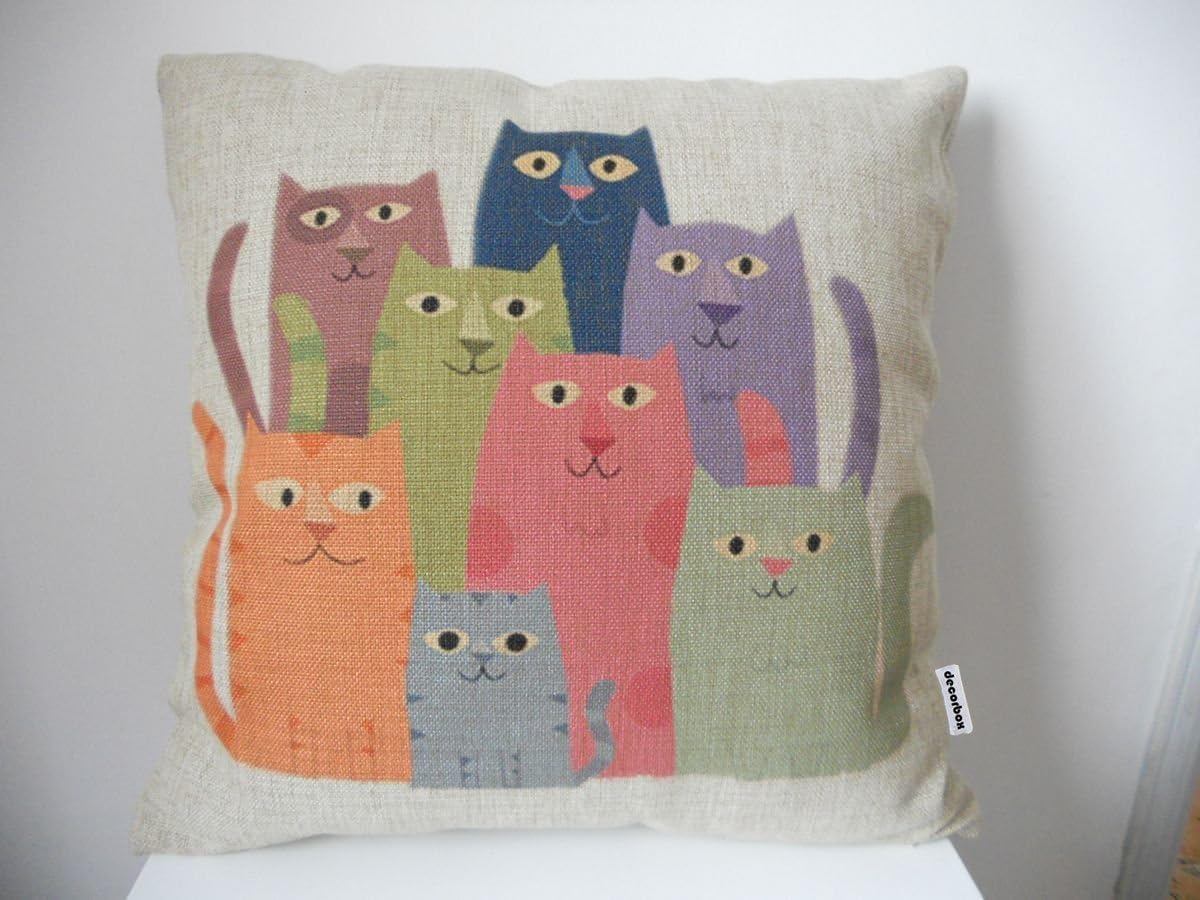Cotton Linen Square Throw Pillow Case Decorative Fashion Cushion Cover Pillowcase Color Cats 18 "X18 "