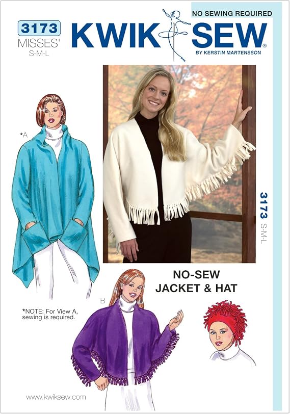 Kwik Sew K3173 Jacket Sewing Pattern, Shawl and Hat
