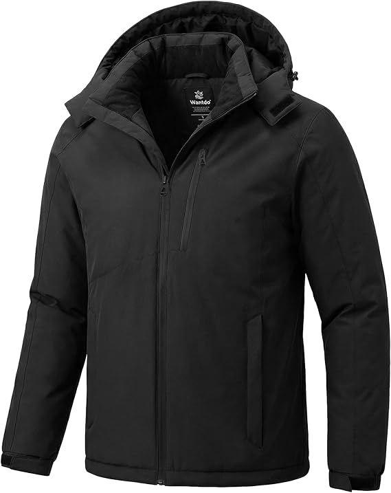 wantdo Men's Mountain Waterproof Ski Jacket Windproof Rain Jacket Winter Warm Snow Coat