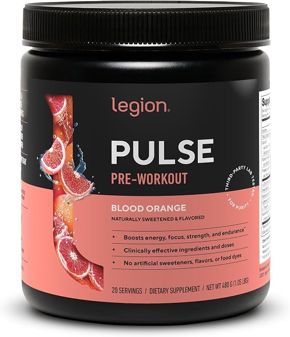 LEGION Pulse Pre-Workout, 350mg Caffeine, Nitric Oxide, Blood Orange