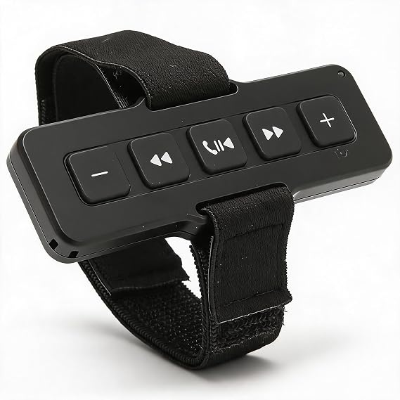 Bluetooth Media Button for Car, Audio Remote Controller for iOS and Android Phones, Large Buttons, IPX4 Waterproof, Siri Google Assistant, Answering Calls, Control Music, Camera.