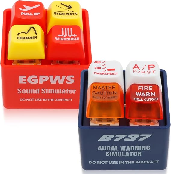 2Pcs Pilot And Crew Alert Keychain EGPWS Warning Sound Simulatorwith Bright Led Light, Airplane Emergency Alert Keychains for Aviation Fans