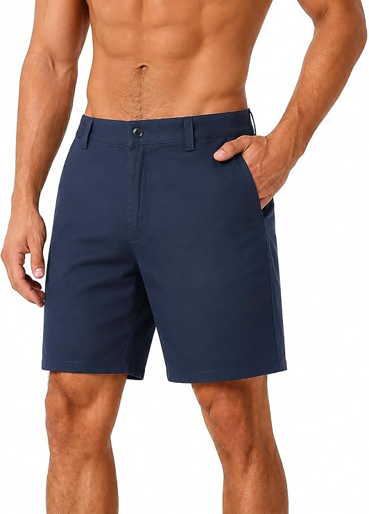 Cloudstyle Men's Cotton Flat Front Shorts Straight Leg Multi Pocket