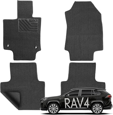 EKR Custom Fit Carpet Floor Mats for Toyota RAV4 2019-2024 2025 Not for Hybrid,0.5 Inch Thickness Rugs, Premium All Weather Anti-Slip Waterproof Floor Liners Black Quick-Dry Blanket