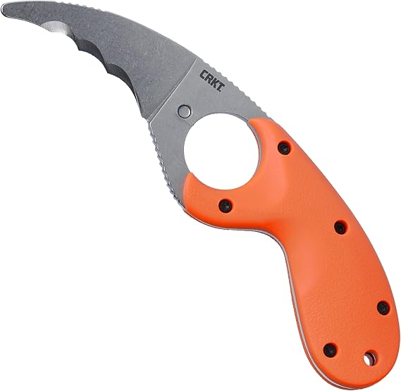 CRKT Bear Claw Outdoor Rescue Fixed Blade Knife with Sheath, Orange, 2511ER