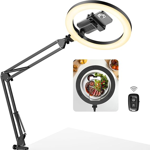 InnoGear Overhead Phone Mount Ring Light with Stand for Desk Canvas Lamp