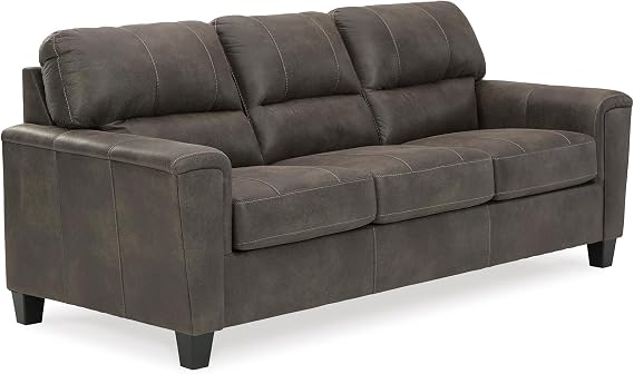 Signature Design by Ashley Navi Faux Leather Queen Sleeper Sofa Bed, Gray