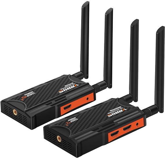 Wireless HDMI Transmitter and Receiver,250m(820ft) Wireless HDMI Extender Kit with Loop Out,2.4/5.8GHz 1080P Full HD for Streaming from DSLR,Laptop,TV Box,PS4 to TV/Projector IR Support.
