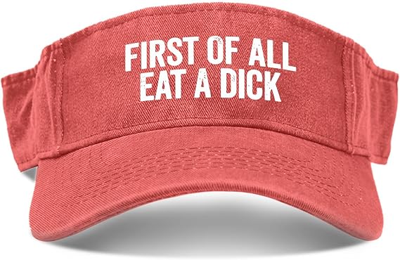 First of All eat a Dick Hat Washed Distressed Sun Visors for Men