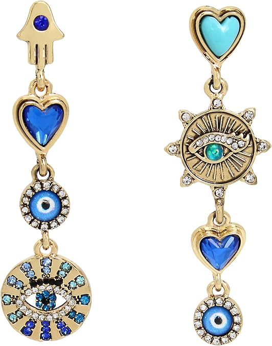 Betsey Johnson Womens Evil Eye Linear Earrings