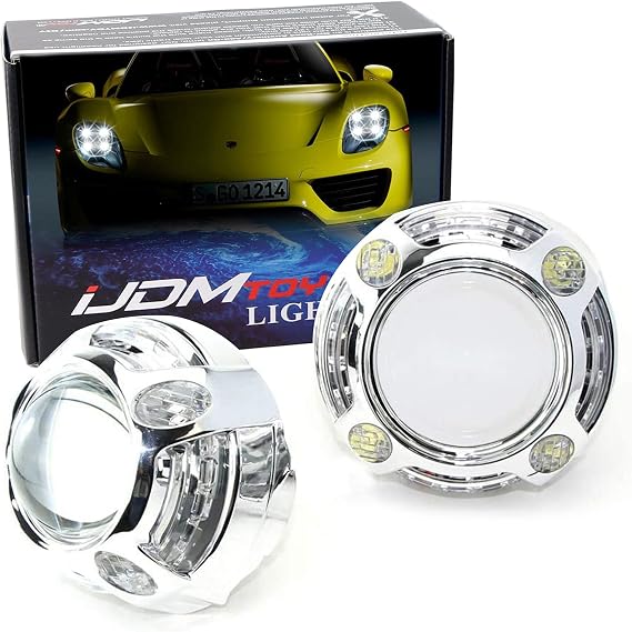 iJDMTOY 3.0-Inch H1 Bi-Xenon Projector Lens w/Cayenne Style White/Amber Switchback LED Daytime Running Light Shroud Compatible with Light Retrofit, Custom Lightings