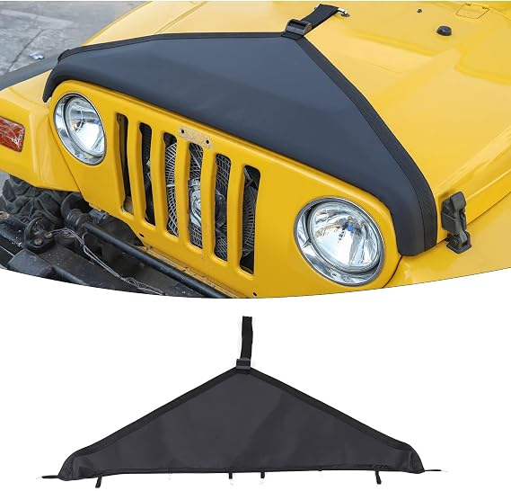 RT-TCZ for Jeep Wrangler TJ Hood Cover Exterior Accessories Engine Hood Bra Front Protector for Jeep Wrangler 1997-2006 Plain Black