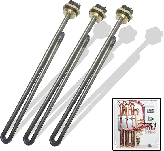 3pcs Titanium HE 90240 Screw-In Water Heater Element Suitable For Eco 27,Eco 36 Tankless Water Heater,9kw 240V Heating Element Replaces He 80240 RC04709024S SGB-2903 HA-P004 (3pcs he90240)