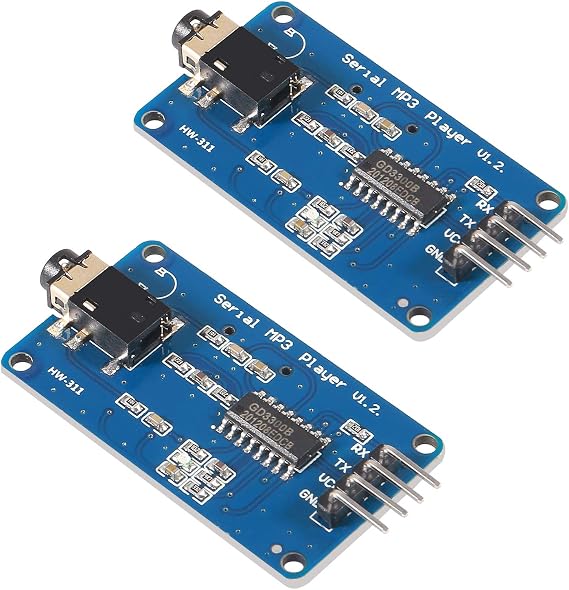 DORHEA 2Pcs YX5300 UART Control Serial MP3 Music Player Module Voice Serial Port UART Control Module with TF Card Slot for AVR/ARM/PIC