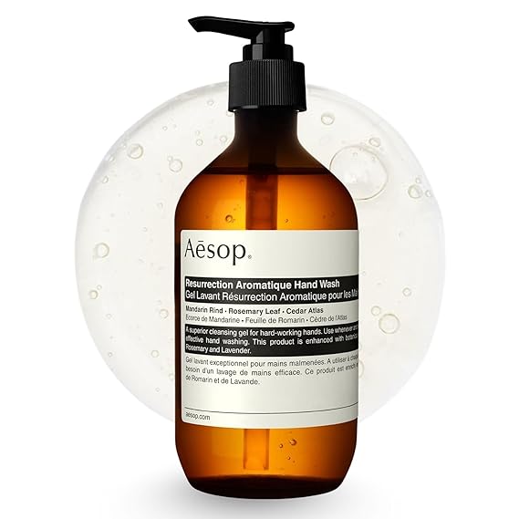Aesop Resurrection Aromatique Hydrating Hand Wash | Gentle Non-Drying Hand Soap with Mandarin Rind, Rosemary, Lavender | Moisturizing Kitchen & Bathroom Soap | 16.9 oz