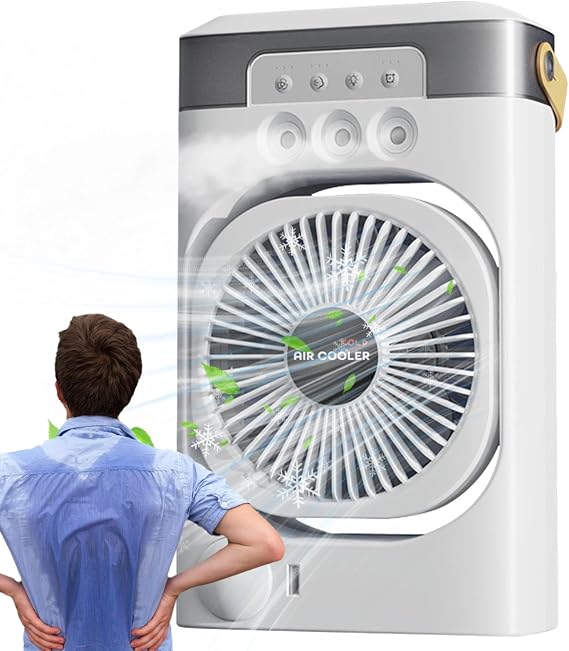 Personal Fan - Air Conditioner Fan | Personal Air Conditioner, Table Wind Circulator 3 Speeds Adjustable, 7-Color Night Light, Desk Humidifier For Cubicle Accessories