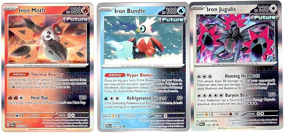 Iron Moth - Iron Bundle - Iron Jugulis - Paradox Rift - Future Pokemon - 3 Card Lot - 028/182-158/182