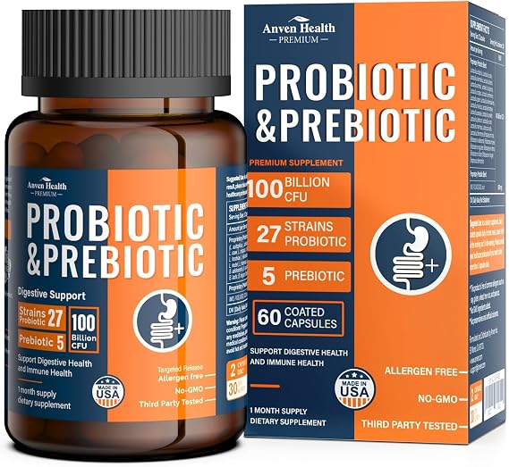 Probiotics for Men Women 100 Billion CFU Prebiotics Gut, USA