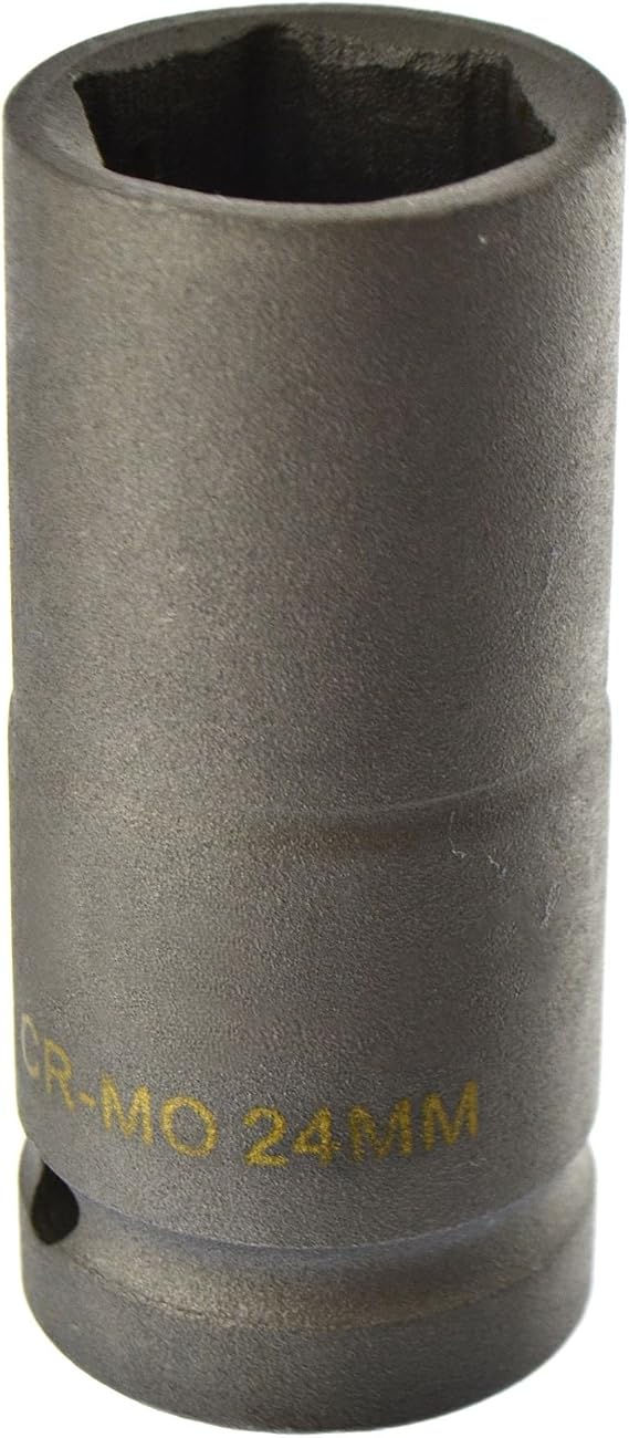 24mm Metric 3/4 Drive Double Deep Impact Socket 6 Sided Single Hex Thick Walled