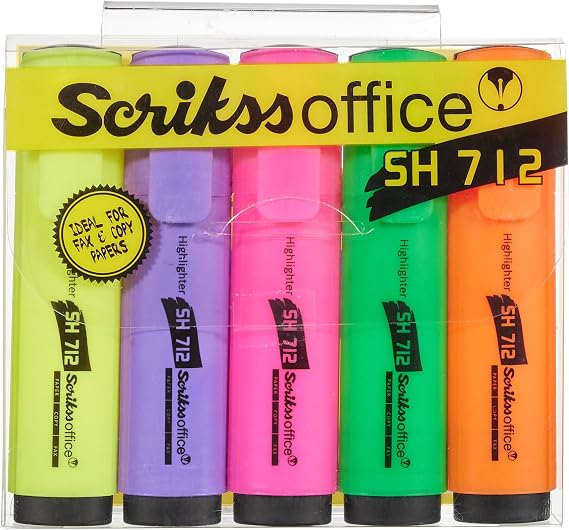 Scrikss Office Sh712 Highlighter 5-Piece Blister Package Mixed Color