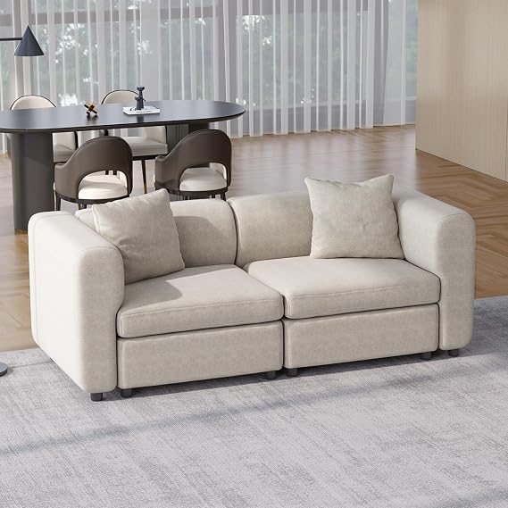Modern Upholstered Fabric Sofa, Soft Cushioned Couch for Living Room, Stylish Contemporary Seating for Home, Apartment, Lounge and Open Spaces (2 Seater Sofa (Without Ottoman))