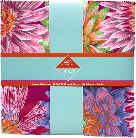 Classics Plus Ruby 10 Inch Charm Pack (42 Pieces) by Kaffe Fassett Collective for FreeSpirit (FB610GP.Ruby)