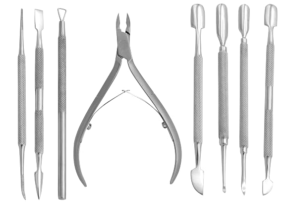 Nail Nippers and Pusher set Salon Grade Cuticle Pushers Trimmer Precise Clippers Pedicure Manicure Nail Care Cuticle Tool