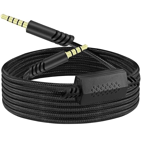 Replacement Aux Cord for Astro A40, 2M/6.5Ft Nylon Braided Gold-Plated 3.5mm TRRRS to TRRS A40 Inline Mute Audio Game Headset Cable Compatible with Astro A10/A40/A40TR Gaming Headset Adapter