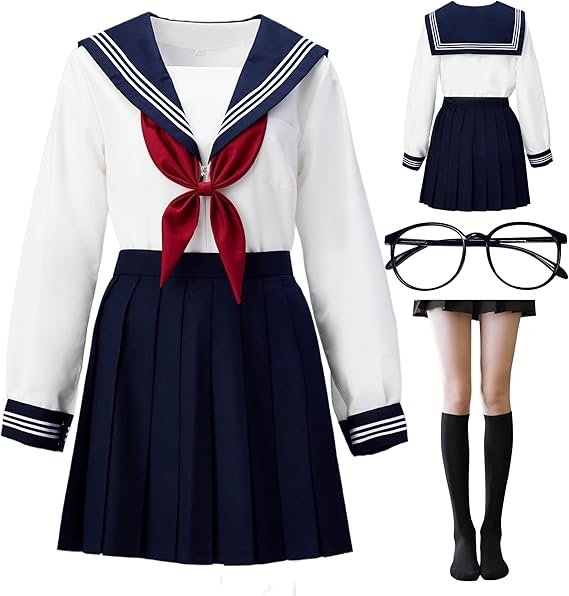 Japanese-style Sailor Uniform sailor suit three-piece set white cosplay photography school uniform