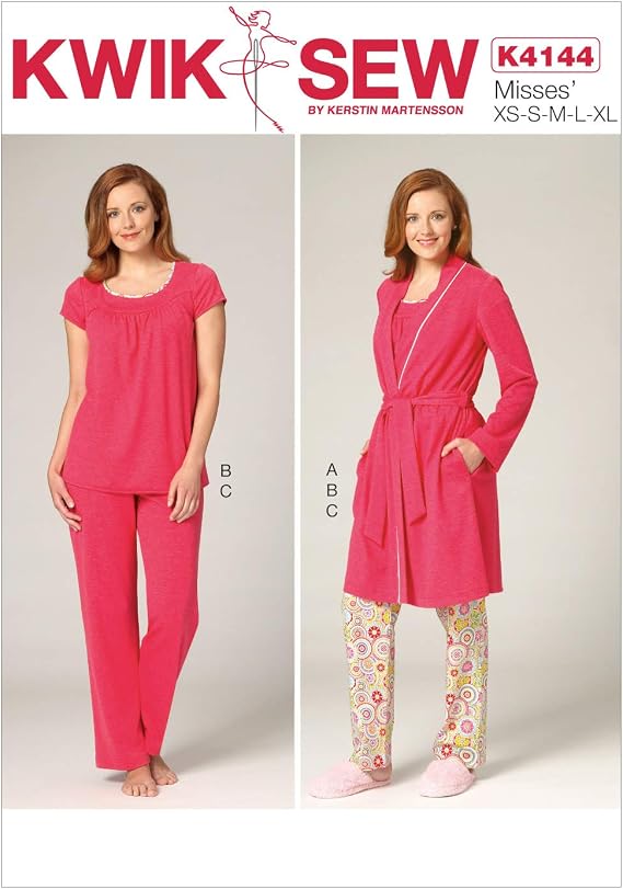 KWIK-SEW PATTERNS K4144 Misses' Robe Belt Top & Pants, (X-Small-X-Large)