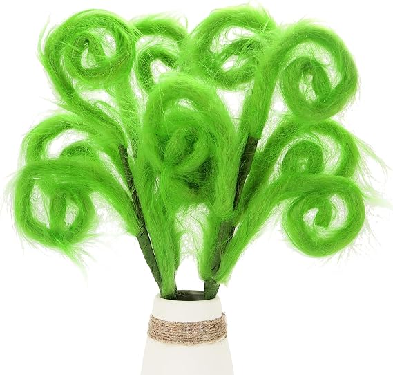 Kesywale 4 Pieces Green Furry Christmas Picks 17" Furry Spiral Curly Sprays Elf Ornaments Stems for Christmas Tree Topper Filler Branches Home Office Holiday Party Decorations Gifts (Green, 4)