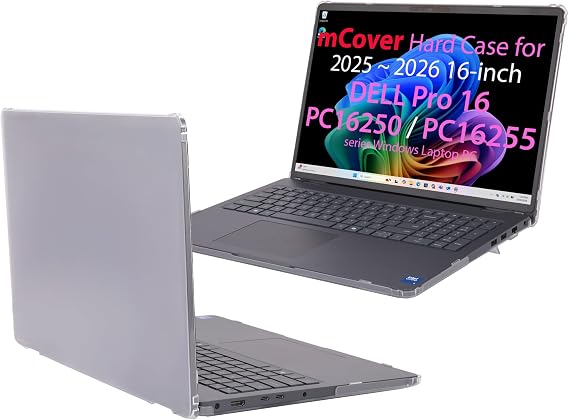 mCover Case ONLY Compatible for 2025-2026 16" Dell Pro 16 PC16250 / PC16255 Series Windows Laptop PC (NOT Fitting Any Other Dell Models)- Clear