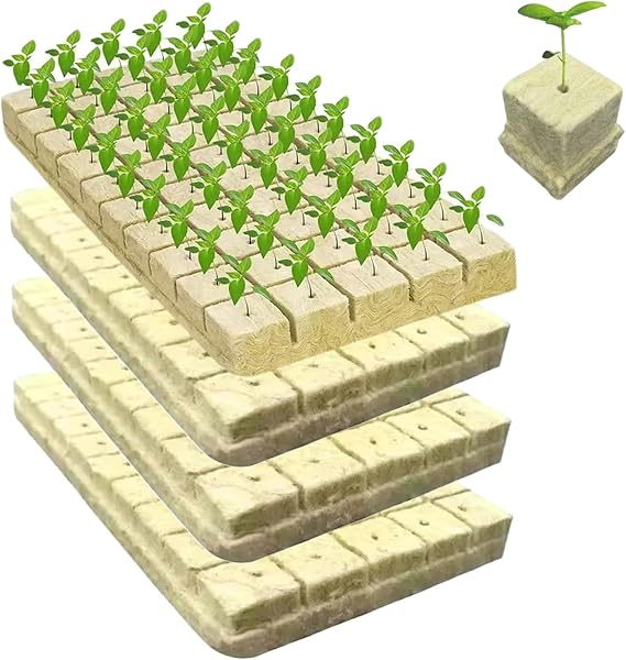 200Pcs Rockwool Cubes 1 Inch Garden Rock Wool Planting Cubes with Holes for Hydroponic Seeds Germination and Soilless Growing
